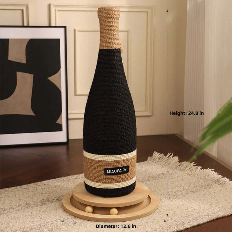 Wine Bottle Vertical Cat Scratcher – Keep Your Cat Active and Happy - 24.8 in height, 12.6 in diameter, stylish design.
