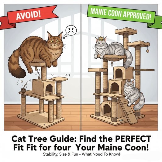A professional blog cover illustration for a Maine Coon cat tree guide.