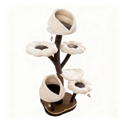 Modern Flower Cat Tree with cozy flower-shaped beds for climbing and resting for your pet cat.