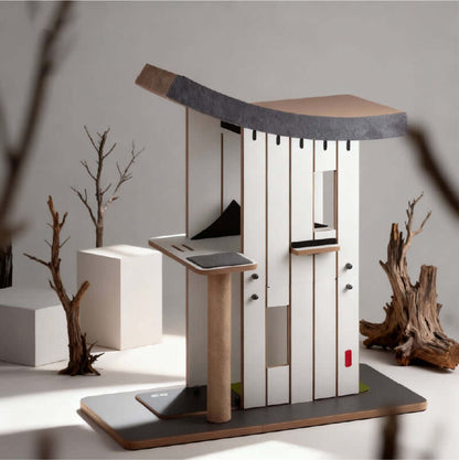 Chalet Tatzenstein Cat Tree – A stylish indoor playground for cats with cozy platforms and climbing options.