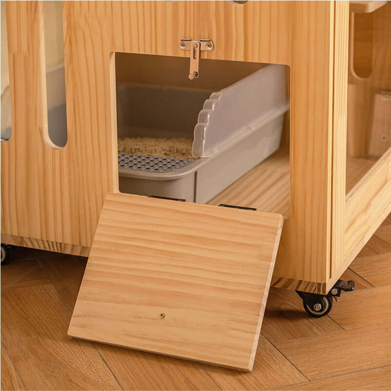 Luxury Indoor Cat Villa – Cozy Home & Play Space for Cats with a convenient litter box entry.