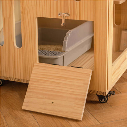 Luxury Indoor Cat Villa – Cozy Home & Play Space for Cats with a convenient litter box entry.