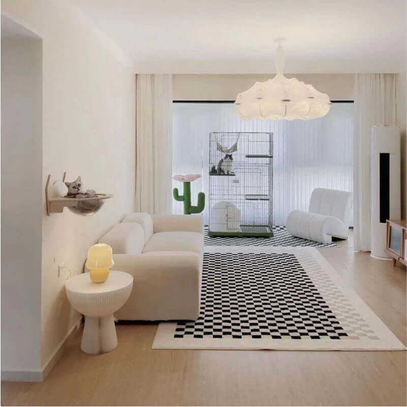 Luxury Space-Themed Cat House — Safe Multi-Level Home for Indoor Cats in a modern living room setting.