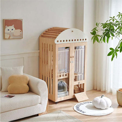 Large Wooden Cat Villa House