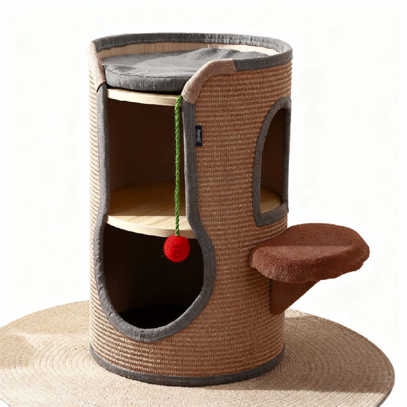 Multi-Functional Eco-Friendly Cat Tree with scratching posts and cozy resting areas for happy indoor cats.
