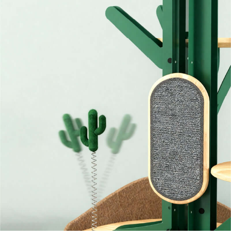 Cactus Cat Tree with durable steel frame and scratching post, perfect for multi-cat households.