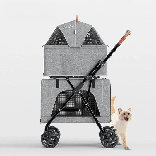 Double-Layer Pet Stroller full view -ktkitty