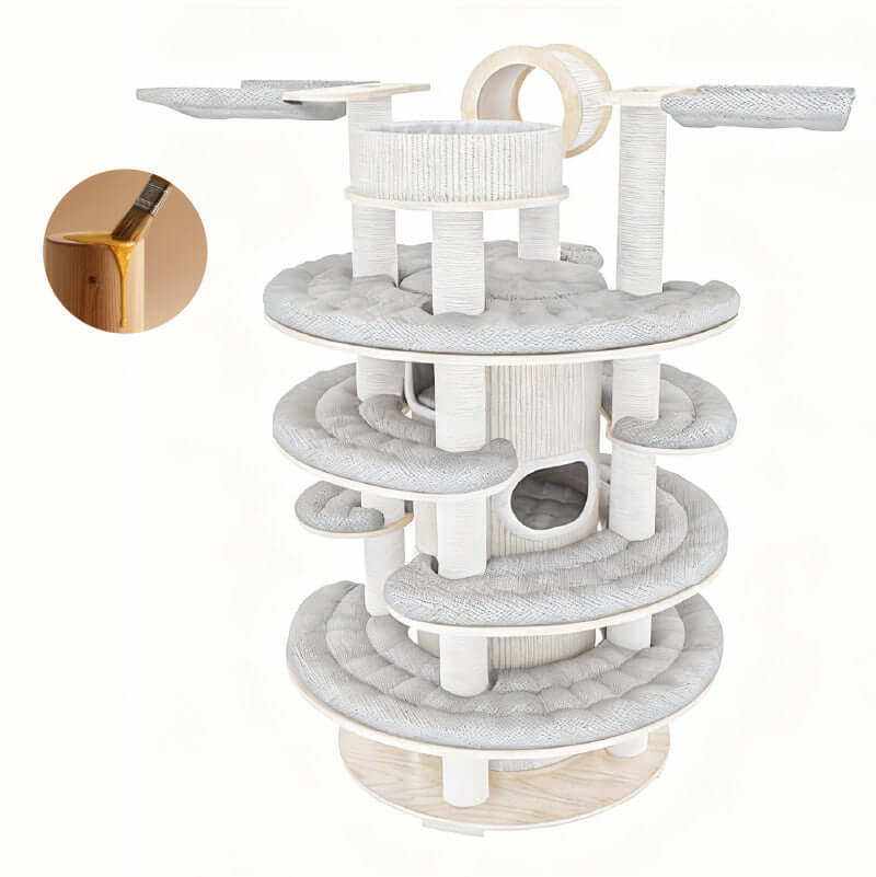 Luxury Multi-Level Cat Tower for Indoor Cats with soft rest areas and sturdy design for climbing and exploring.