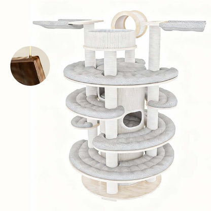 Luxury Multi-Level Cat Tower for Indoor Cats with multiple levels and soft resting areas for climbing and relaxing.