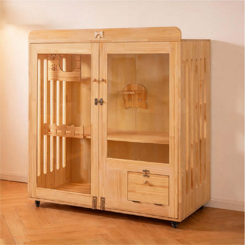 Luxury Indoor Cat Villa – Cozy Home & Play Space for Cats, stylish wooden cat villa for indoor comfort and play.