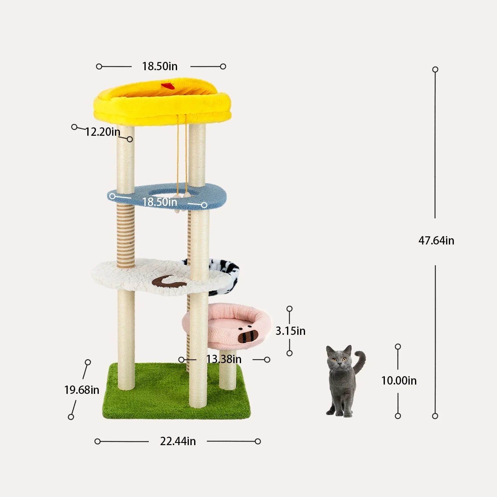 Removable Cushions for Easy Cleaning ¨C Farmyard Cat Tree -KtKitty