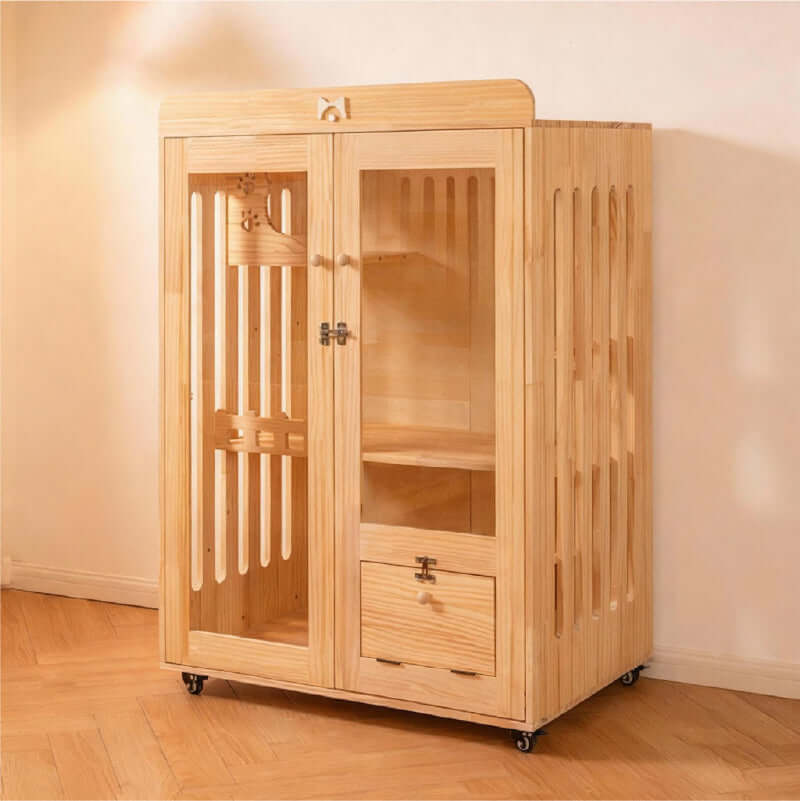 Luxury Indoor Cat Villa – Cozy Home & Play Space for Cats with wooden design and spacious interior for felines.