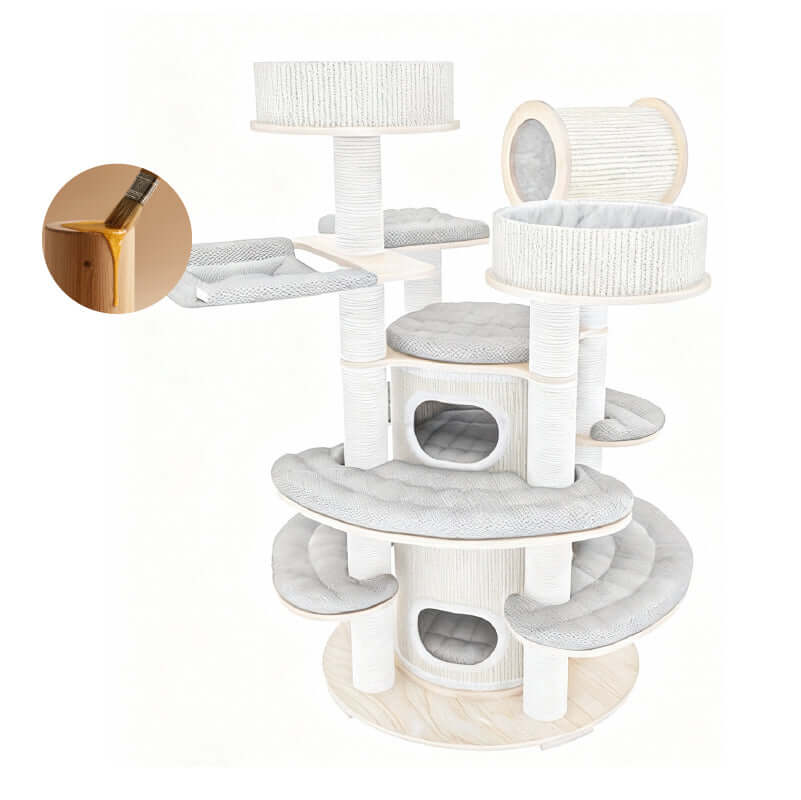 Luxury Multi-Level Cat Tower for Indoor Cats with soft resting areas and strong structure for climbing and exploring.