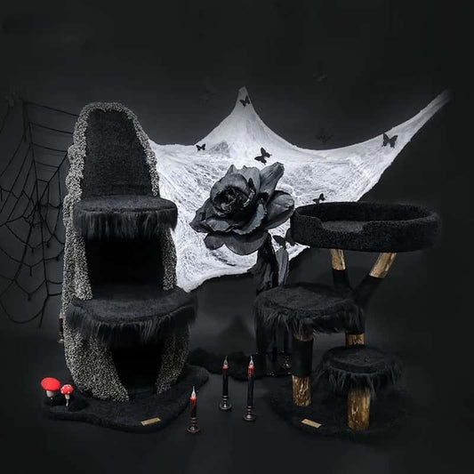 Halloween Gothic Multi-Style Cat Climbing Tree