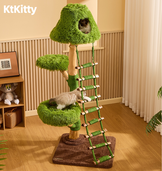 Wooden Cloud Stepper Cat Tree Tower