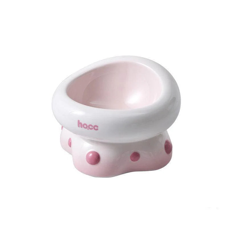 Strawberry Pop Elevated Cat Food Bowl with Premium Ceramic Craftsmanship -KtKitty