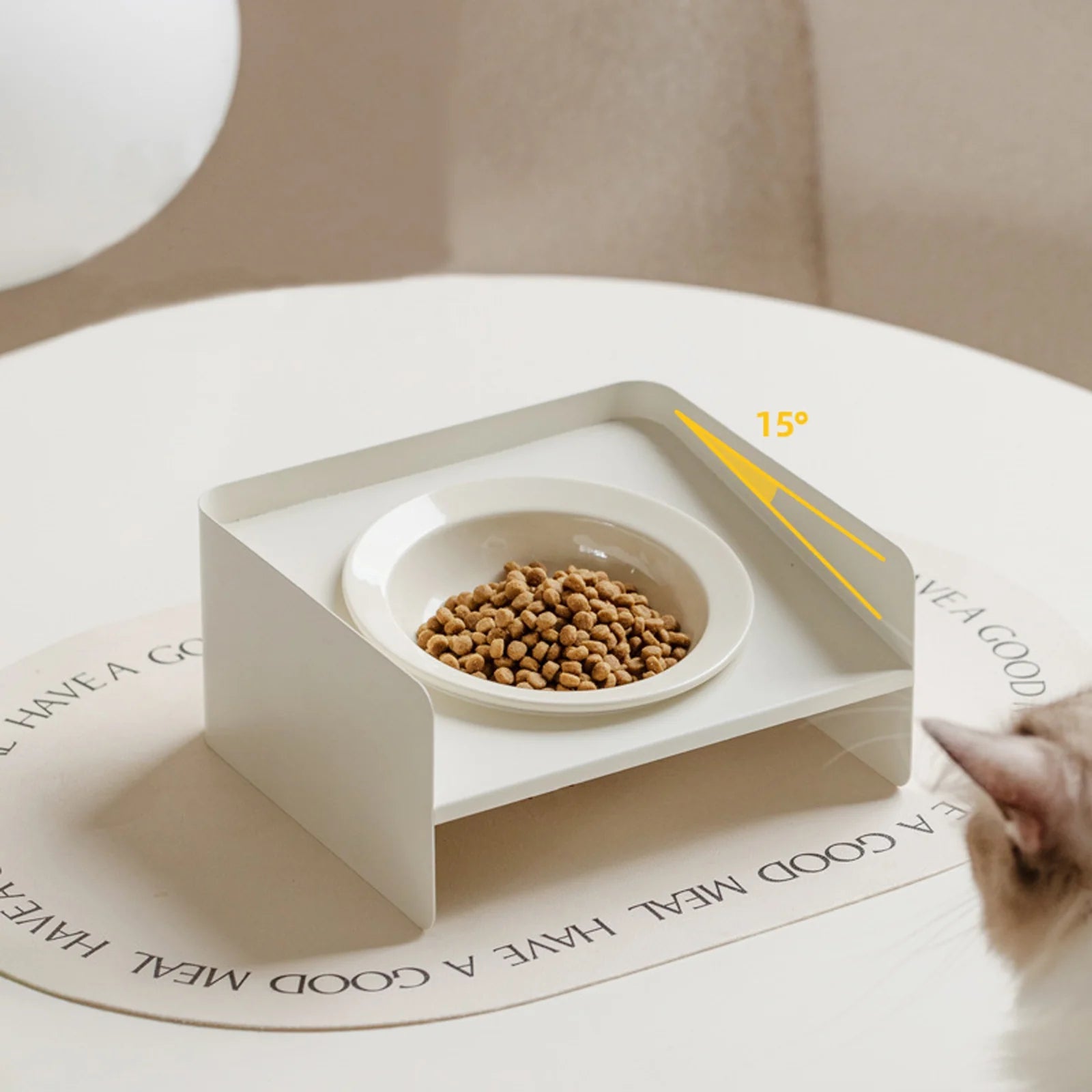 Cozy Halo Cat Bowl with a Semi-Enclosed Frame for Secure Feeding -KtKitty