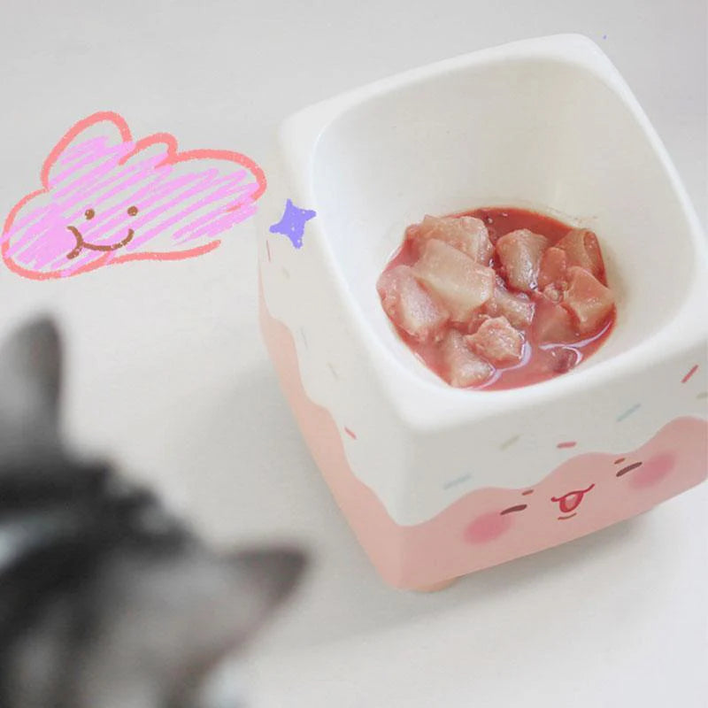 Elevated Cake Cat Bowl with 15¡ã Tilted Angle for Comfort -KtKitty