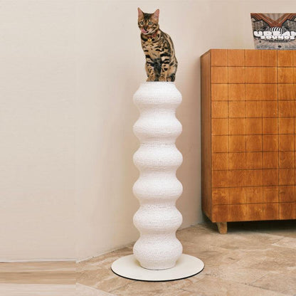 Vertical Large Cat Scratching Post Climbing tree with a cat perched on top, showcasing its sleek design.