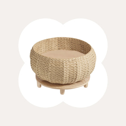 Handwoven Rattan Wood Cat Bed