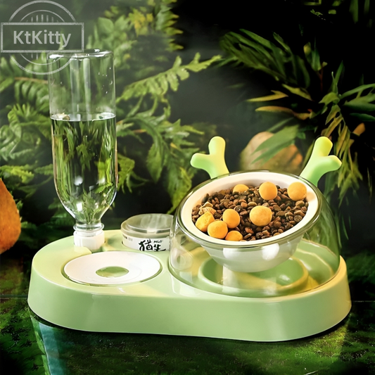 Antler Cat Water & Food Bowl with Automatic Drinking System