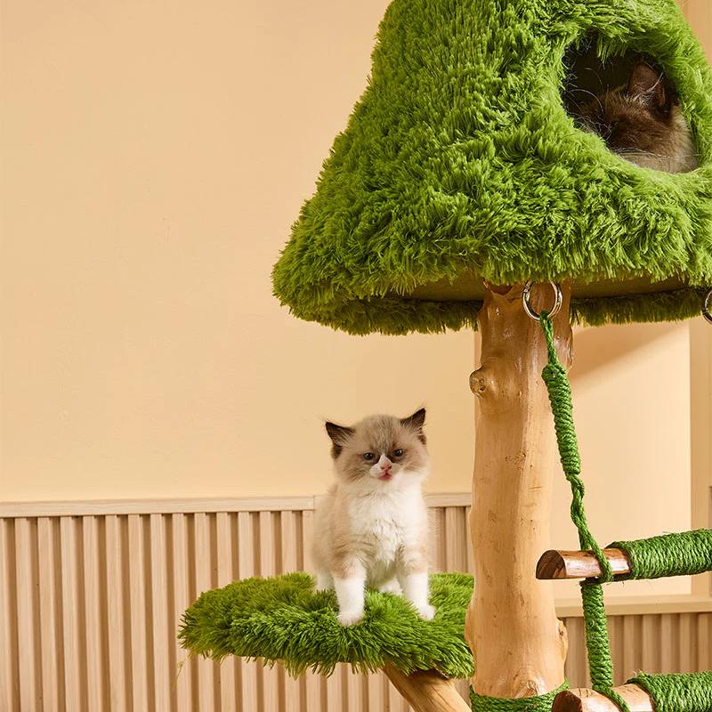 Wooden Cloud Stepper Cat Tree Tower