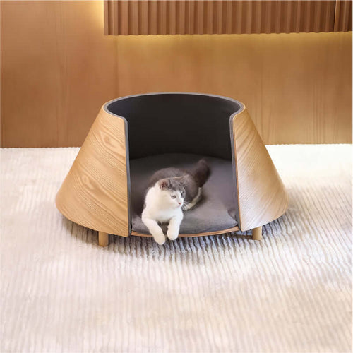 UFO Wooden Cat Bed – Eco-Friendly Solid Wood Cat Furniture