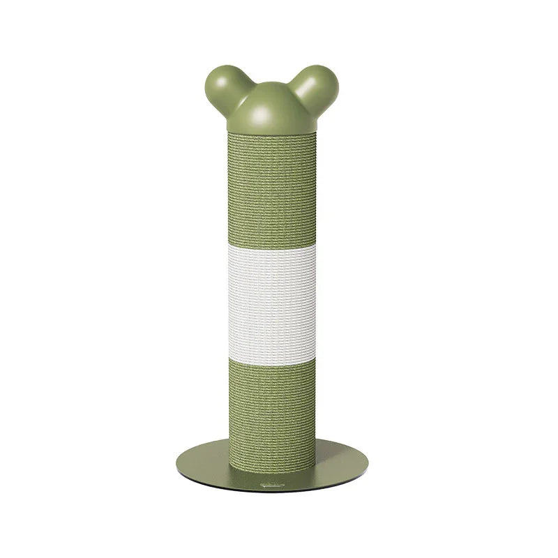 Single Vertical Cat Scratcher for Active Cats designed for scratching and climbing, featuring a fun bear-like top.