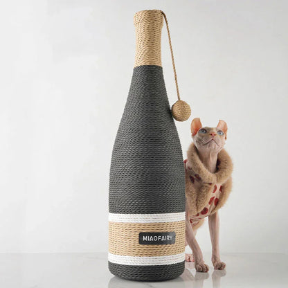 Wine Bottle Vertical Cat Scratcher – Keep Your Cat Active and Happy with a playful cat nearby.