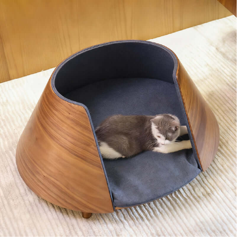 UFO Wooden Cat Bed – Eco-Friendly Solid Wood Cat Furniture