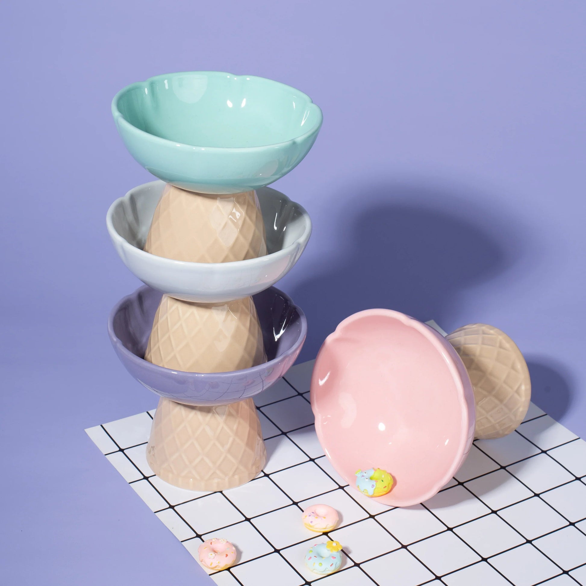 Minimalist Ice Cream Design Cat Bowl for Modern Homes -KtKitty