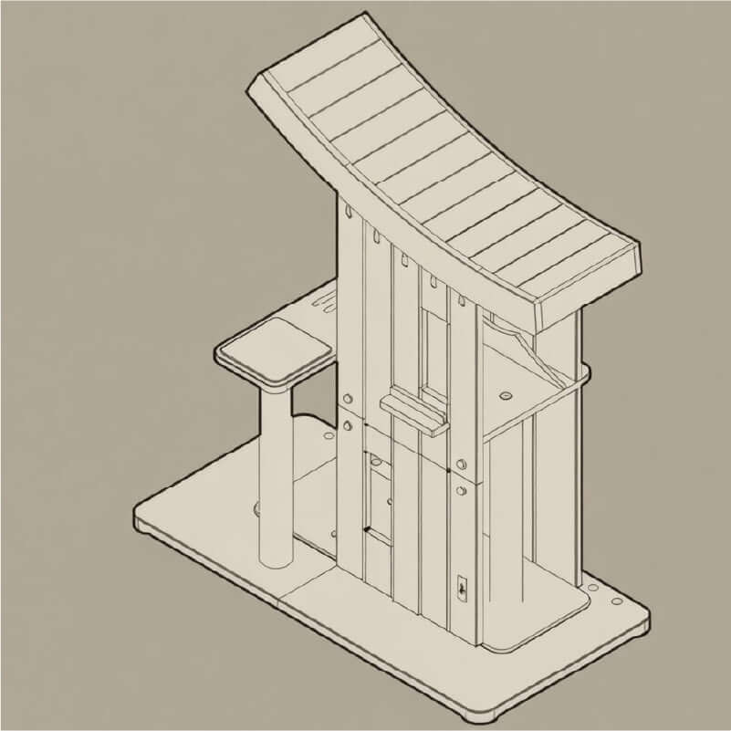Chalet Tatzenstein Cat Tree design showing multiple levels and cozy platforms for indoor cats.