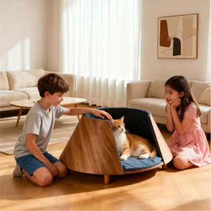 UFO Wooden Cat Bed – Eco-Friendly Solid Wood Cat Furniture