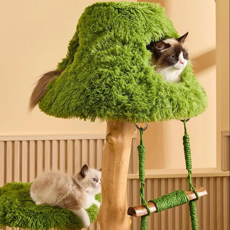 Wooden Cloud Stepper Cat Tree Tower