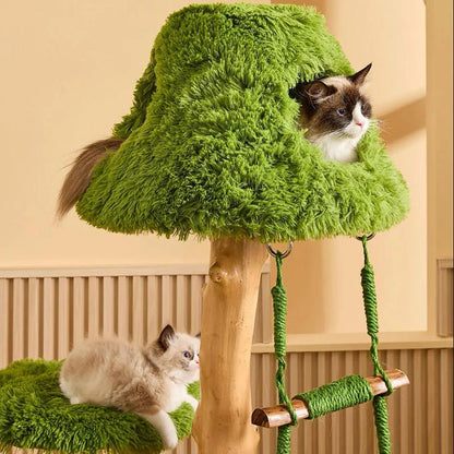 Wooden Cloud Stepper Cat Tree Tower