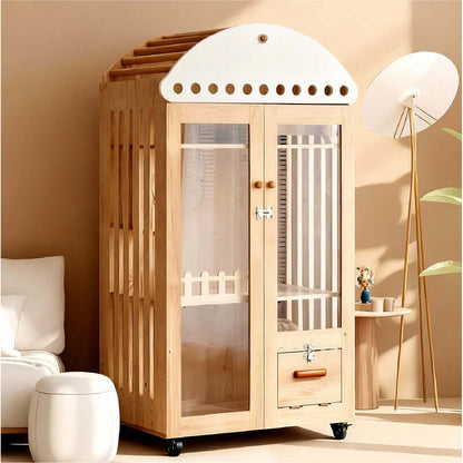 Large Wooden Cat Villa House designed for indoor cats with climbing spaces and a stylish finish.