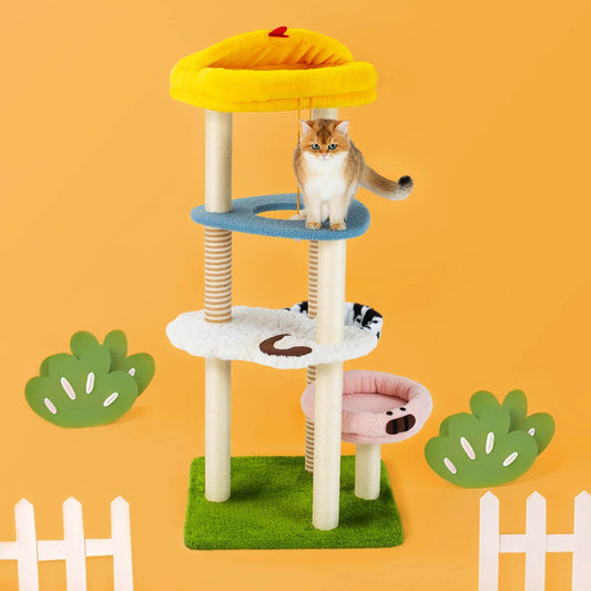 Farmyard Friends Large Cat Tree for Cats ¨C Multi-Level Adventure -KtKitty