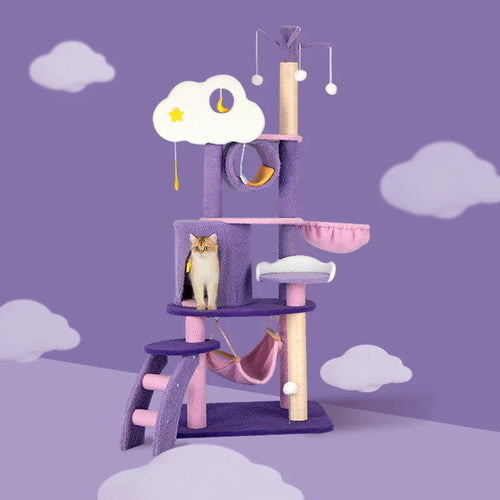 Moonlight Cat Tree with Transparent Nest and Sisal-Wrapped Trunk -KtKitty