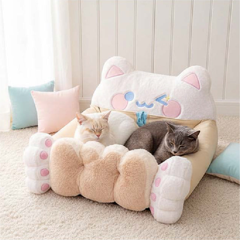 Cookie Chef Cat Sofa Bed — Cozy & Comfortable Cat Bed for two cats napping peacefully together.