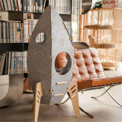 Rocket Cat House & Tower — Modern Space-Style Indoor Furniture for Cats displayed in a stylish interior.