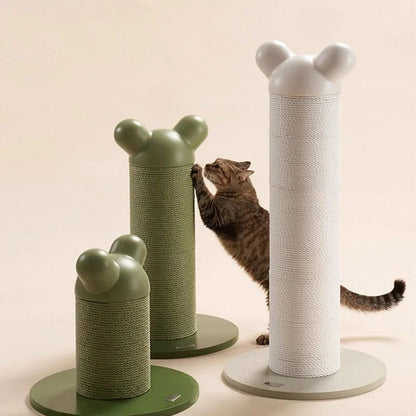 Single Vertical Cat Scratcher for Active Cats with playful designs in green and white, featuring a cat scratching.
