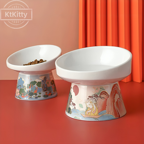 Naughty Cat Ceramic Bowl with Ancient Allusions Design