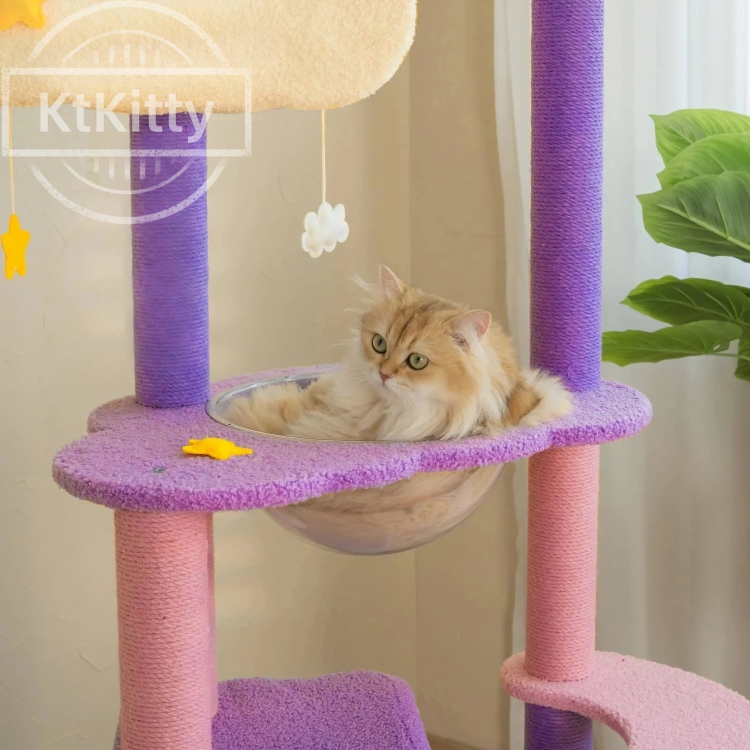 Premium Sisal-Wrapped Trunk for Scratching and Play -Moonlight Cat Tree -KtKitty