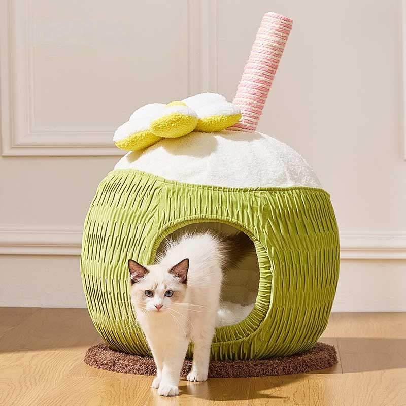 Cozy Coconut Cat Cave Bed