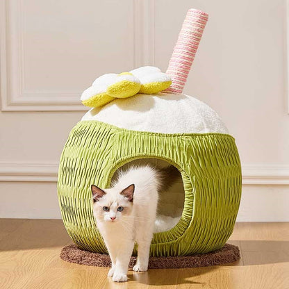 Cozy Coconut Cat Cave Bed