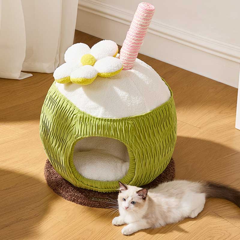 Cozy Coconut Cat Cave Bed