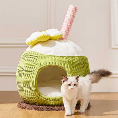Cozy Coconut Cat Cave Bed