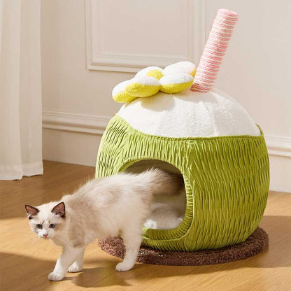 Cozy Coconut Cat Cave Bed