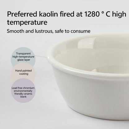 Soft colored ceramic bowl designed to blend with modern home decor while being functional.