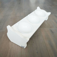 White Embossed 3-Bowl Feeder